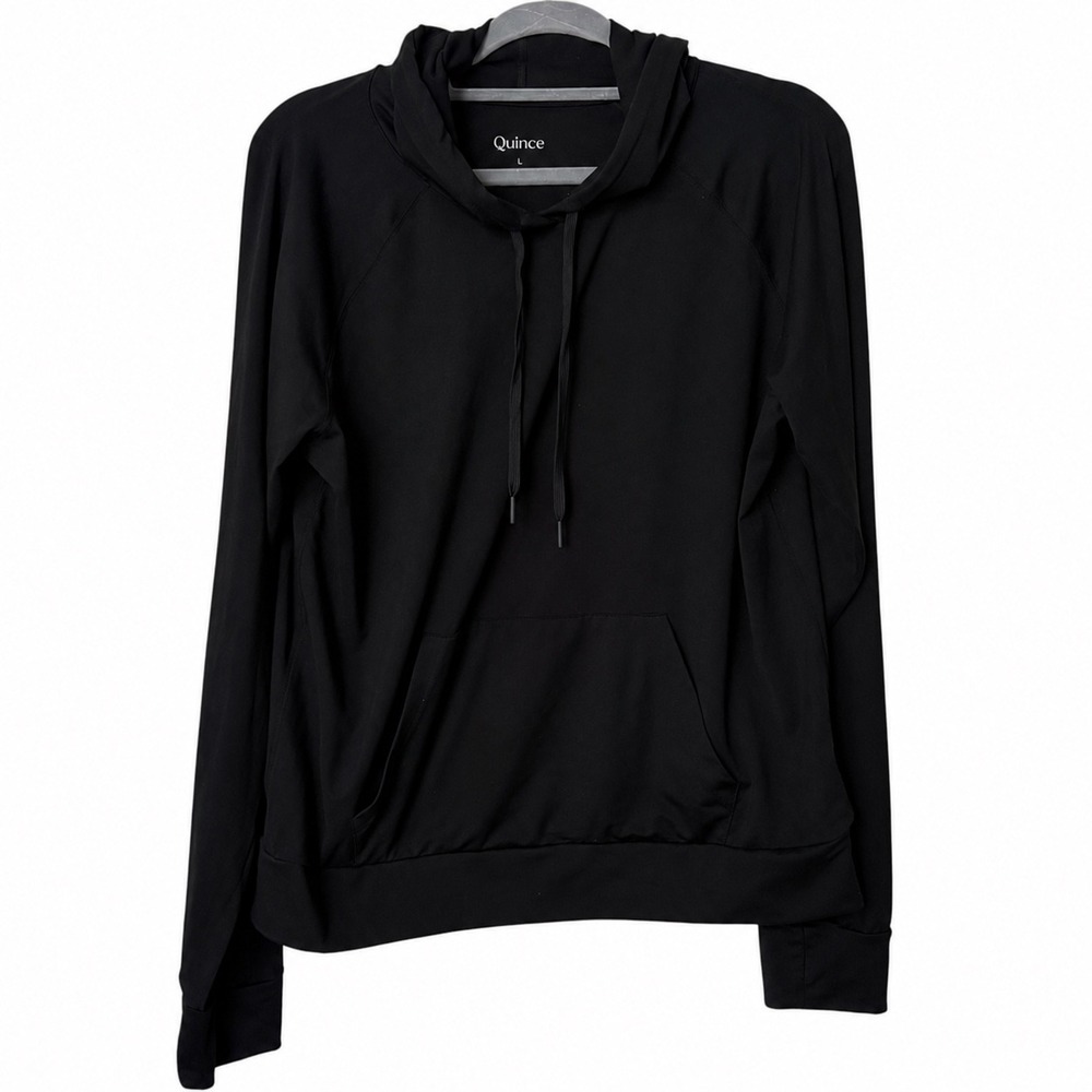 Quince Womens Large Pullover Hoodie Black Athleisure Casual Minimalist